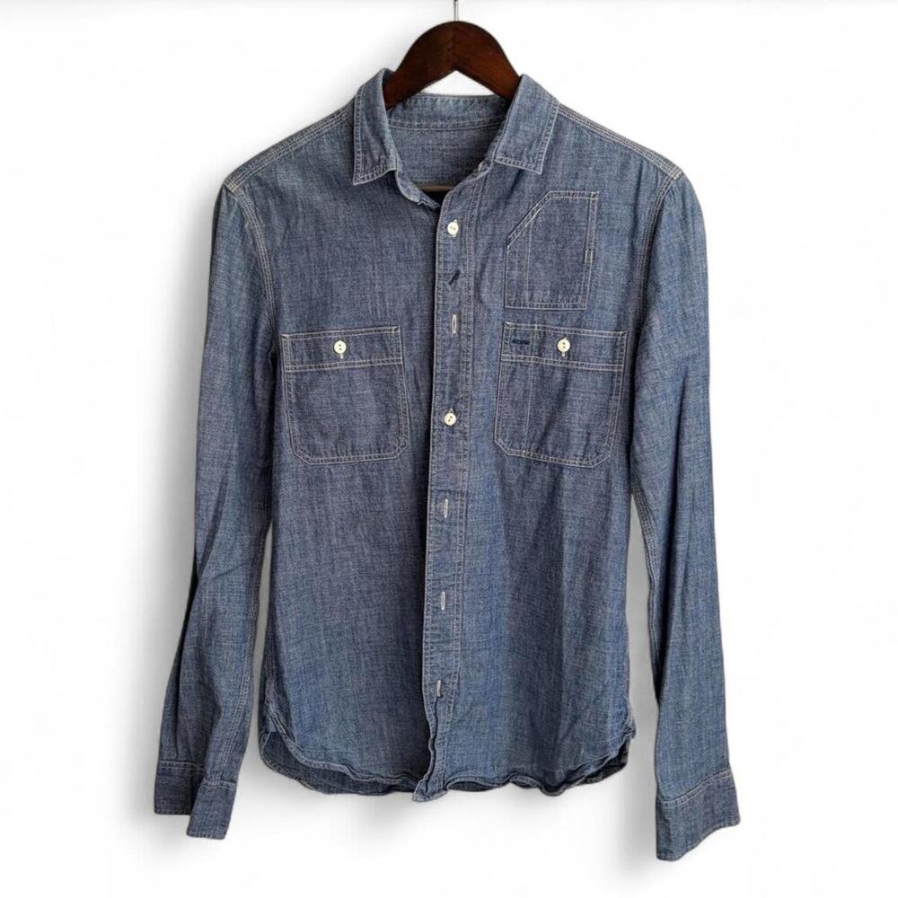 Allsaints Spitalfields Denim Chambray Pocket Women’s M Western Button Up Shirt